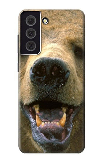 W0840 Grizzly Bear Face Hard Case and Leather Flip Case For Samsung Galaxy S21 FE 5G