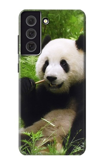 W1073 Panda Enjoy Eating Hard Case and Leather Flip Case For Samsung Galaxy S21 FE 5G