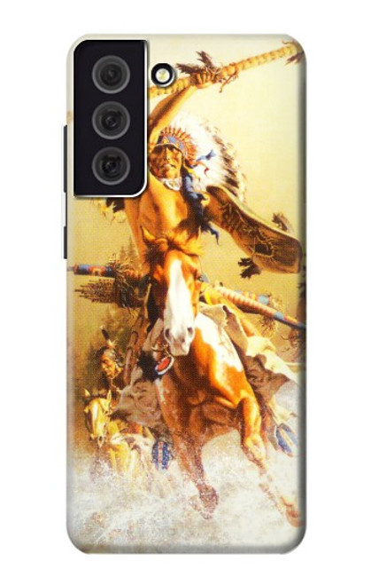 W1087 Red Indian Warrior Hard Case and Leather Flip Case For Samsung Galaxy S21 FE 5G