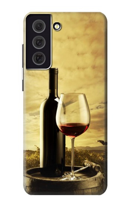 W2042 A Grape Vineyard Grapes Bottle Red Wine Hard Case and Leather Flip Case For Samsung Galaxy S21 FE 5G