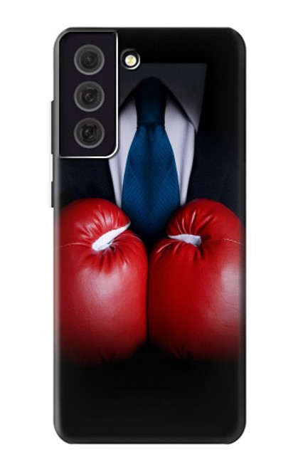 W2261 Businessman Black Suit With Boxing Gloves Hard Case and Leather Flip Case For Samsung Galaxy S21 FE 5G