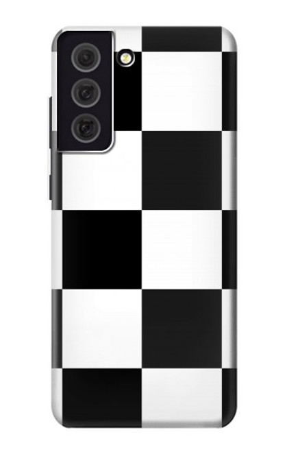 W2492 Black and White Check Hard Case and Leather Flip Case For Samsung Galaxy S21 FE 5G