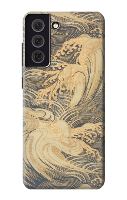 W2680 Japan Art Obi With Stylized Waves Hard Case and Leather Flip Case For Samsung Galaxy S21 FE 5G