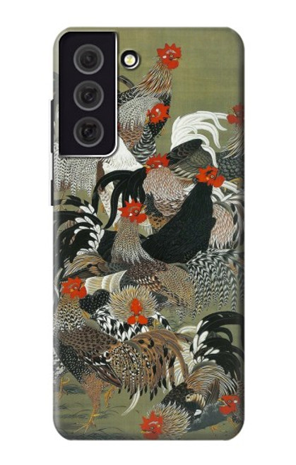 W2699 Ito Jakuchu Rooster Hard Case and Leather Flip Case For Samsung Galaxy S21 FE 5G