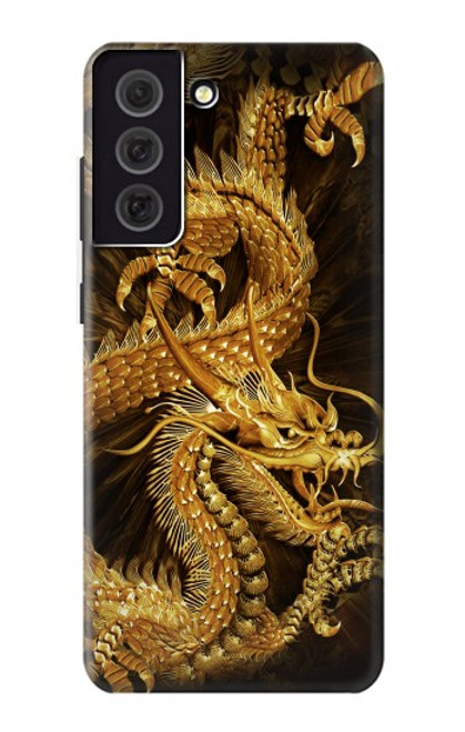 W2804 Chinese Gold Dragon Printed Hard Case and Leather Flip Case For Samsung Galaxy S21 FE 5G