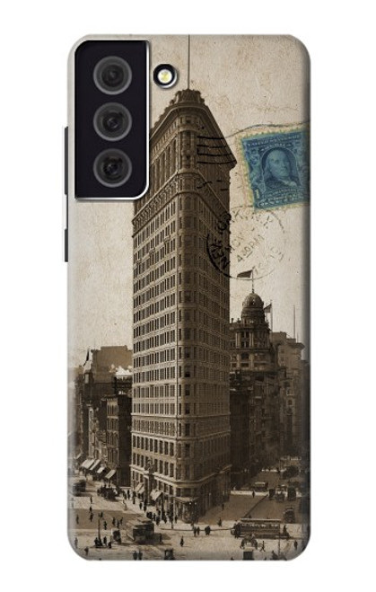 W2832 New York 1903 Flatiron Building Postcard Hard Case and Leather Flip Case For Samsung Galaxy S21 FE 5G