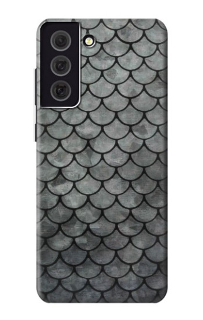 W2950 Silver Fish Scale Hard Case and Leather Flip Case For Samsung Galaxy S21 FE 5G