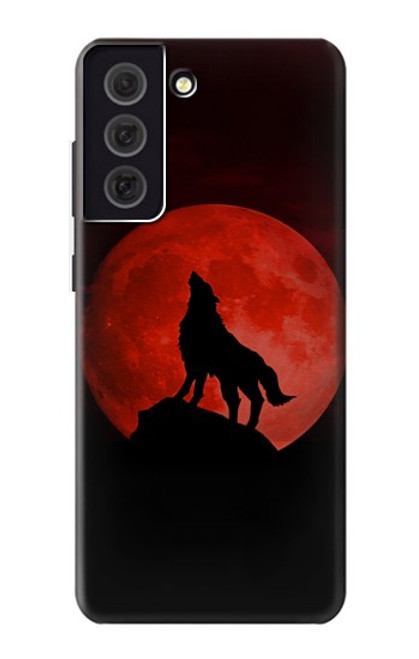 W2955 Wolf Howling Red Moon Hard Case and Leather Flip Case For Samsung Galaxy S21 FE 5G