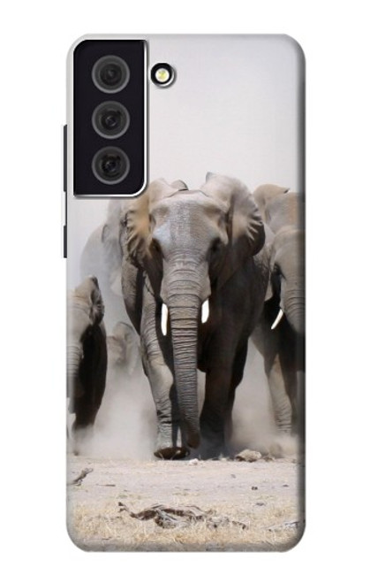 W3142 African Elephant Hard Case and Leather Flip Case For Samsung Galaxy S21 FE 5G