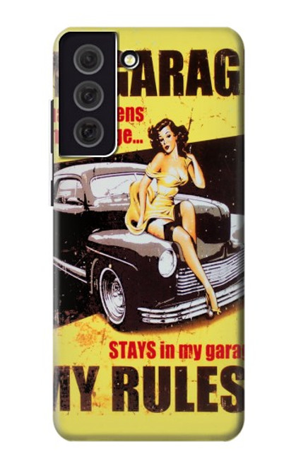 W3198 My Garage Pinup Girl Hard Case and Leather Flip Case For Samsung Galaxy S21 FE 5G