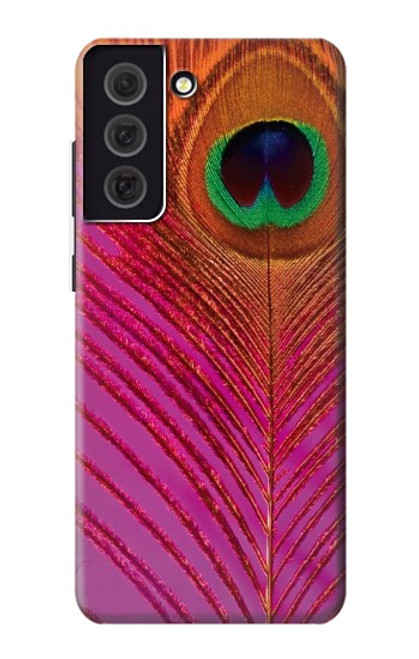 W3201 Pink Peacock Feather Hard Case and Leather Flip Case For Samsung Galaxy S21 FE 5G
