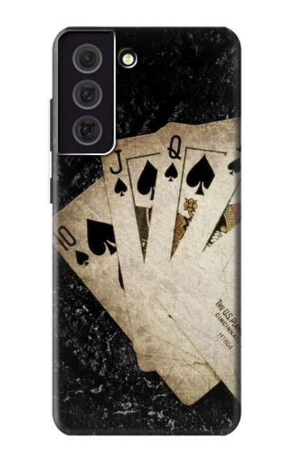 W3231 Vintage Royal Straight Flush Cards Hard Case and Leather Flip Case For Samsung Galaxy S21 FE 5G