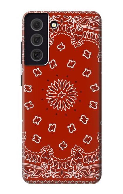 W3355 Bandana Red Pattern Hard Case and Leather Flip Case For Samsung Galaxy S21 FE 5G