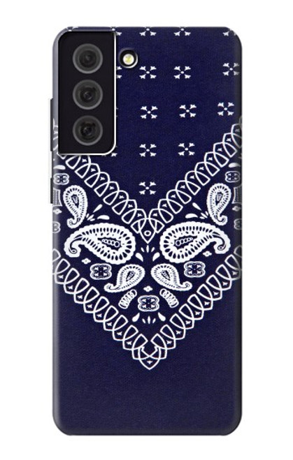 W3357 Navy Blue Bandana Pattern Hard Case and Leather Flip Case For Samsung Galaxy S21 FE 5G