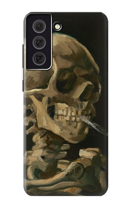 W3358 Vincent Van Gogh Skeleton Cigarette Hard Case and Leather Flip Case For Samsung Galaxy S21 FE 5G