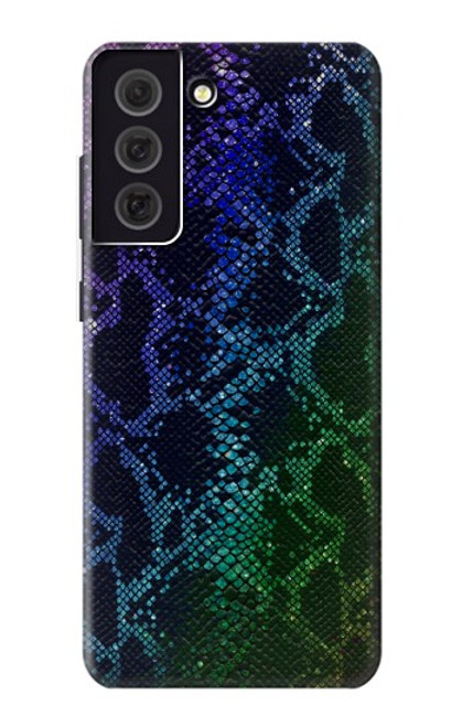 W3366 Rainbow Python Skin Graphic Print Hard Case and Leather Flip Case For Samsung Galaxy S21 FE 5G