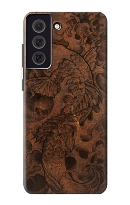 W3405 Fish Tattoo Leather Graphic Print Hard Case and Leather Flip Case For Samsung Galaxy S21 FE 5G