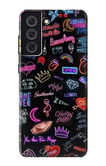 W3433 Vintage Neon Graphic Hard Case and Leather Flip Case For Samsung Galaxy S21 FE 5G