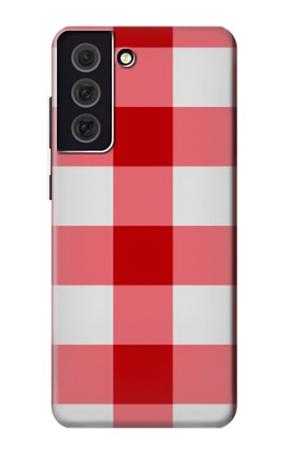 W3535 Red Gingham Hard Case and Leather Flip Case For Samsung Galaxy S21 FE 5G