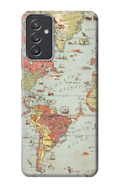 W3418 Vintage World Map Hard Case and Leather Flip Case For Samsung Galaxy Quantum 2