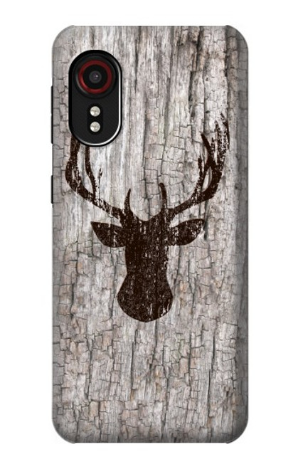 W2505 Reindeer Head Old Wood Texture Graphic Hard Case and Leather Flip Case For Samsung Galaxy Xcover 5