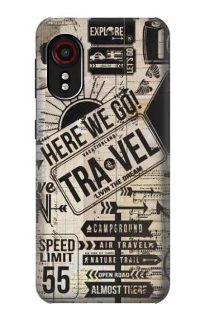 W3441 Vintage Travel Hard Case and Leather Flip Case For Samsung Galaxy Xcover 5