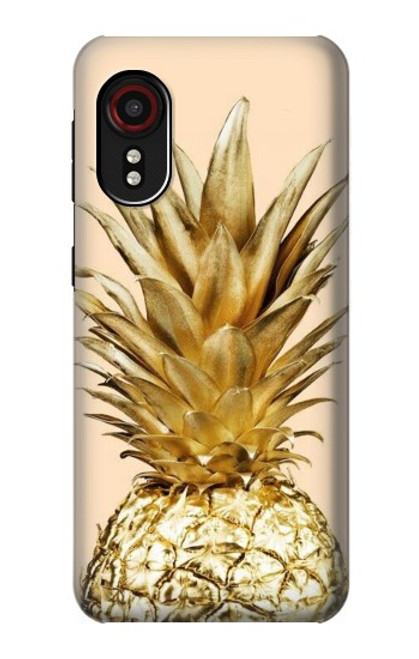 W3490 Gold Pineapple Hard Case and Leather Flip Case For Samsung Galaxy Xcover 5