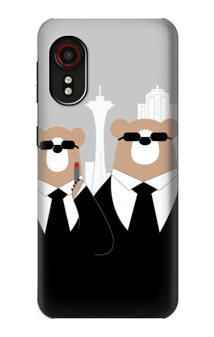 W3557 Bear in Black Suit Hard Case and Leather Flip Case For Samsung Galaxy Xcover 5