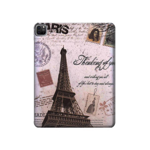 W2211 Paris Postcard Eiffel Tower Tablet Hard Case For iPad Pro 12.9 (2022, 2021, 2020, 2018), Air 13 (2024)