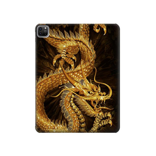 W2804 Chinese Gold Dragon Printed Tablet Hard Case For iPad Pro 12.9 (2022, 2021, 2020, 2018), Air 13 (2024)