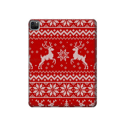 W2835 Christmas Reindeer Knitted Pattern Tablet Hard Case For iPad Pro 12.9 (2022, 2021, 2020, 2018), Air 13 (2024)