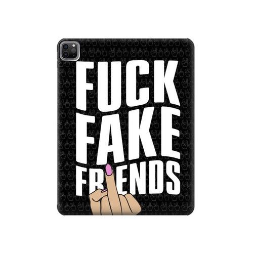 W3598 Middle Finger Fuck Fake Friend Tablet Hard Case For iPad Pro 12.9 (2022, 2021, 2020, 2018), Air 13 (2024)