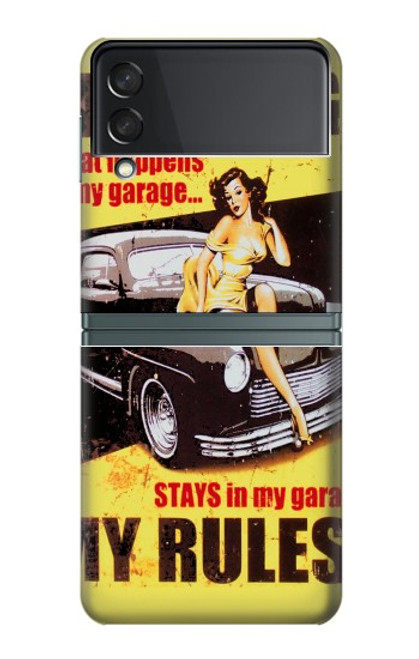 W3198 My Garage Pinup Girl Hard Case For Samsung Galaxy Z Flip 3 5G