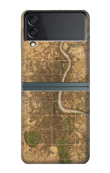 W3230 Vintage Map of London Hard Case For Samsung Galaxy Z Flip 3 5G