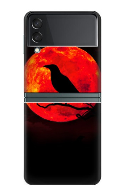 W3328 Crow Red Moon Hard Case For Samsung Galaxy Z Flip 3 5G