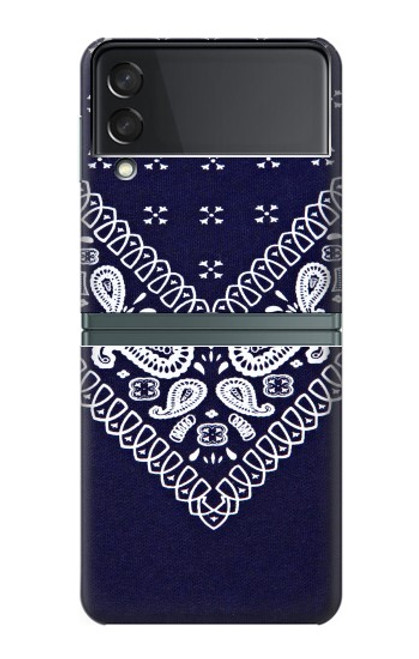 W3357 Navy Blue Bandana Pattern Hard Case For Samsung Galaxy Z Flip 3 5G