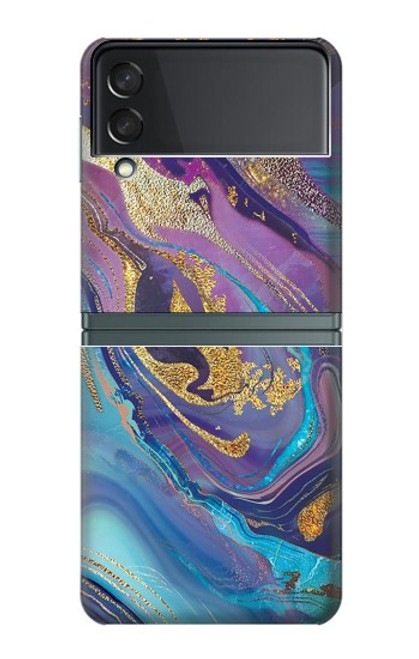 W3676 Colorful Abstract Marble Stone Hard Case For Samsung Galaxy Z Flip 3 5G