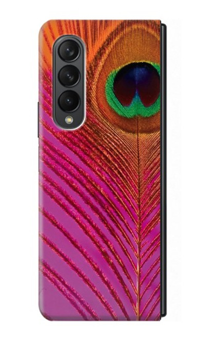 W3201 Pink Peacock Feather Hard Case For Samsung Galaxy Z Fold 3 5G