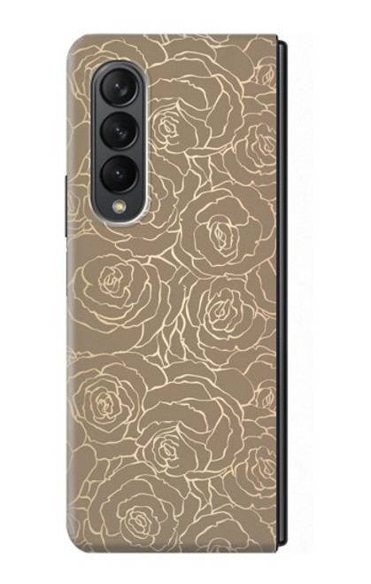 W3466 Gold Rose Pattern Hard Case For Samsung Galaxy Z Fold 3 5G