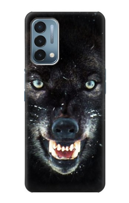 W2823 Black Wolf Blue Eyes Face Hard Case and Leather Flip Case For OnePlus Nord N200 5G