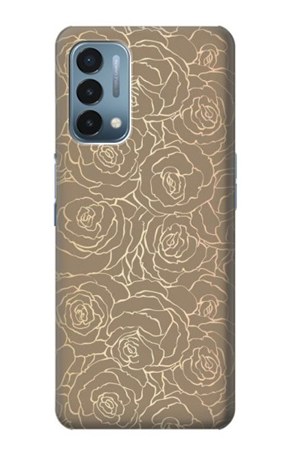 W3466 Gold Rose Pattern Hard Case and Leather Flip Case For OnePlus Nord N200 5G