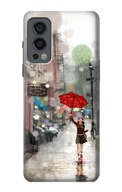 W0108 Girl in The Rain Hard Case and Leather Flip Case For OnePlus Nord 2 5G