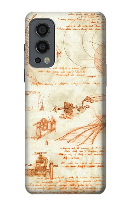 W0566 Technical Drawing Da Vinci Hard Case and Leather Flip Case For OnePlus Nord 2 5G