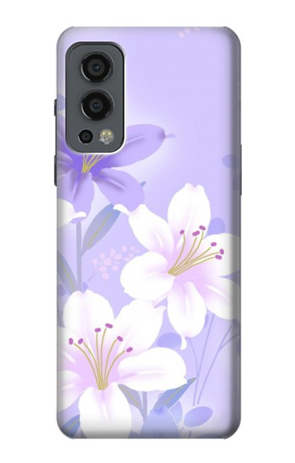 W2361 Purple White Flowers Hard Case and Leather Flip Case For OnePlus Nord 2 5G