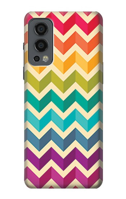 W2362 Rainbow Colorful Shavron Zig Zag Pattern Hard Case and Leather Flip Case For OnePlus Nord 2 5G