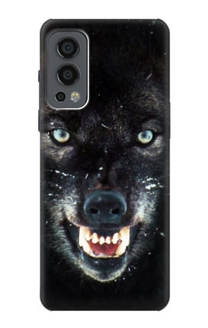 W2823 Black Wolf Blue Eyes Face Hard Case and Leather Flip Case For OnePlus Nord 2 5G