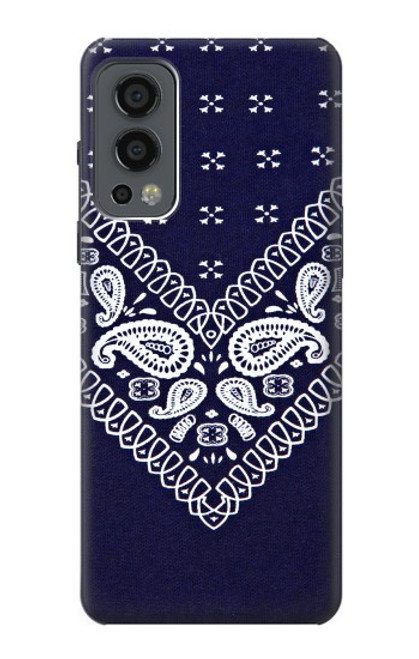 W3357 Navy Blue Bandana Pattern Hard Case and Leather Flip Case For OnePlus Nord 2 5G