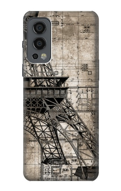 W3416 Eiffel Tower Blueprint Hard Case and Leather Flip Case For OnePlus Nord 2 5G