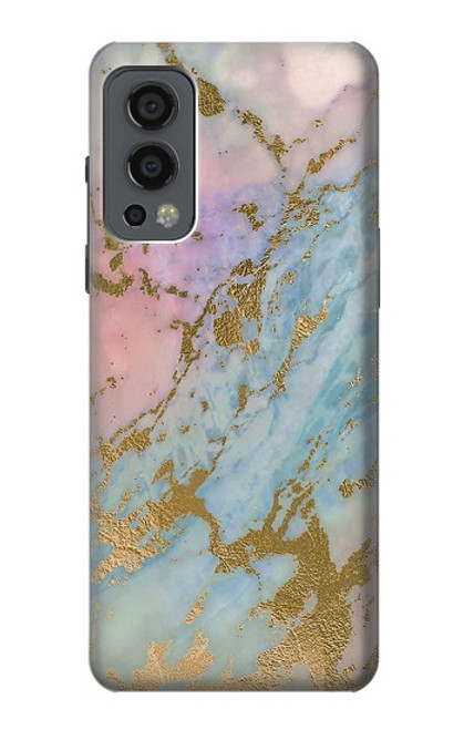 W3717 Rose Gold Blue Pastel Marble Graphic Printed Hard Case and Leather Flip Case For OnePlus Nord 2 5G