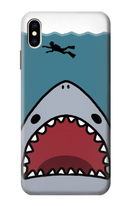 W3825 Cartoon Shark Sea Diving Hard Case and Leather Flip Case For iPhone XS Max